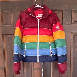 Marine Layer Colorful Striped Puffer Jacket Women's size XL
